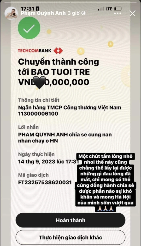 Ấm Lòng: Hoa hậu Thùy Tiên, ca sĩ Du Thiên và dàn nghệ sĩ Việt góp tiền giúp nạn nhân vụ cháy chung cư mini Khương Hạ, Hà Nội